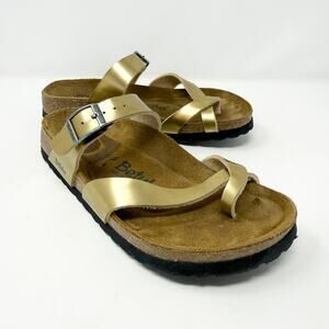 Betula Metallic Gold Faux Leather Sandals Women's EU Size 36 Made in Portugal